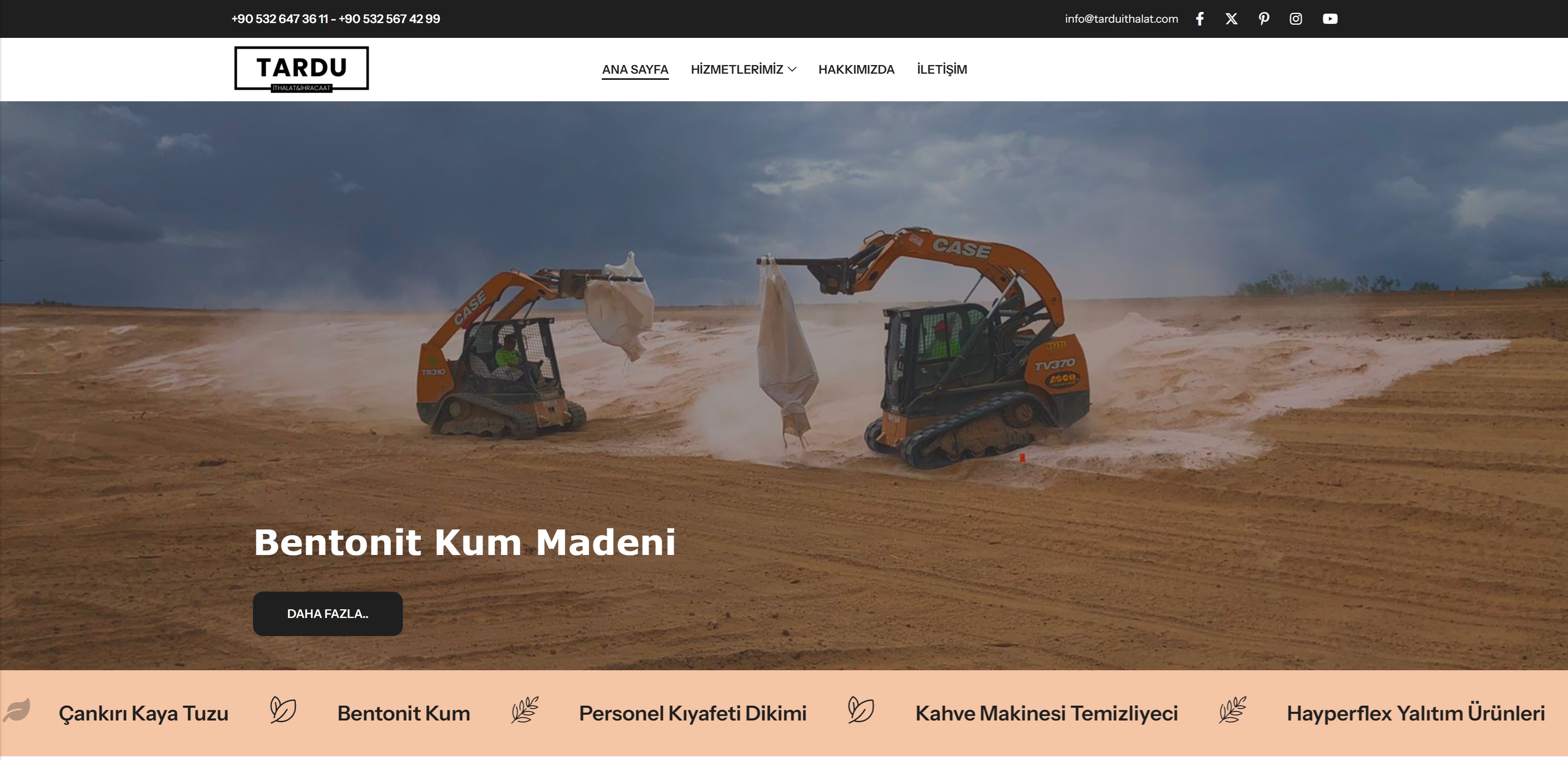 Tardu İthalat & İhracat · Kurumsal web sitesi